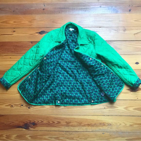 Crown & Ivy Kelly Green and Navy Quilted Jacket, EUC, M - Picture 10 of 15